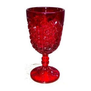 Small Red Cut Glass Goblet